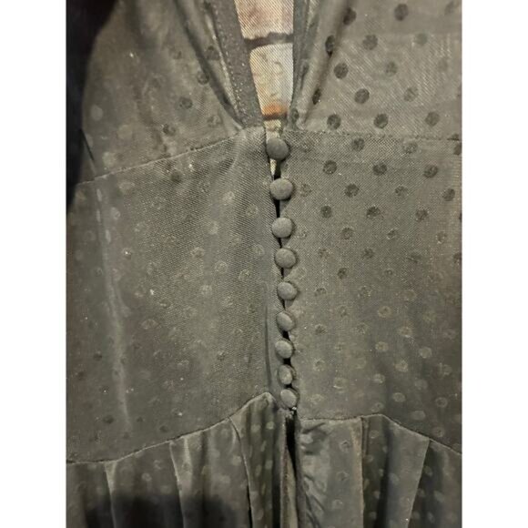 Unique Vintage Black Swiss Dot sheer Starlet long Duster women's size ex - Picture 6 of 6